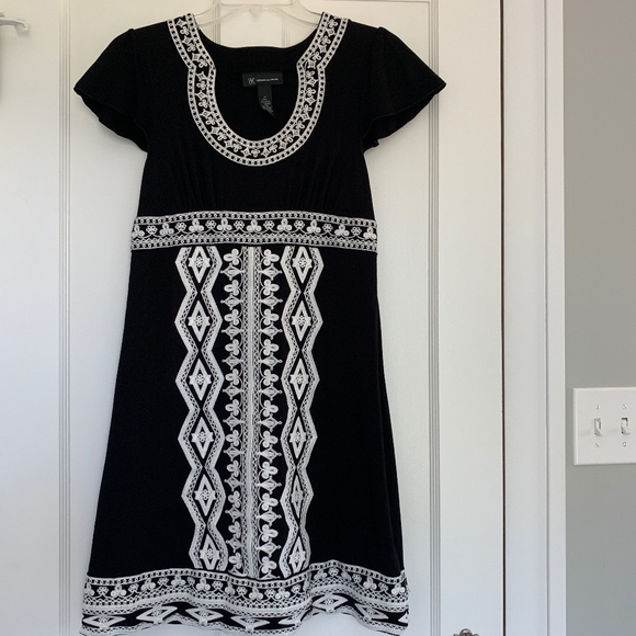 INC International Concepts Dresses & Skirts - INC Embroidered Black & White Dress Size M